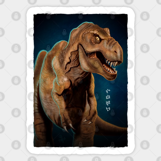 Tyrannosaurus rex - Black Sticker by Thor Reyes